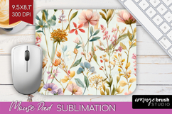 Pastel Flowers Mouse Pad Sublimation - Summer Mousepad PNG Product Image 1