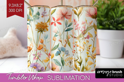 Pastel Flowers Tumbler Wrap - Summer Tumbler PNG Sublimation Product Image 1
