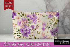 Pastel Flowers Cosmetic Bag - Summer Makeup Bag PNG Product Image 1