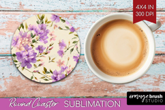 Pastel Flowers Round Coaster - Summer Coaster PNG Product Image 1