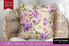 Pastel Flowers Pillow Sublimation - Summer Pillow Cover PNG Product Image 1