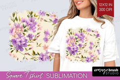Pastel Flowers Square Tshirt Background - Summer PNG Product Image 1