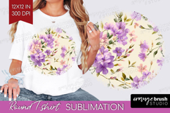 Pastel Flowers Round Tshirt Background - Summer PNG Product Image 1