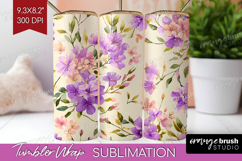 Pastel Flowers Tumbler Wrap - Summer Tumbler PNG Sublimation Product Image 1