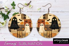 Patchwork Halloween Earrings Round Earrings Sublimation Product Image 1
