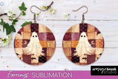 Patchwork Halloween Earrings Round Earrings Sublimation Product Image 1