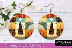 Patchwork Halloween Earrings Round Earrings Sublimation Product Image 1