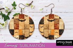 Patchwork Halloween Earrings Round Earrings Sublimation Product Image 1