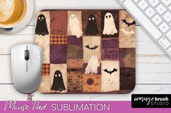 Patchwork Halloween Mouse Pad, Ghost Mousepad Sublimation Product Image 1