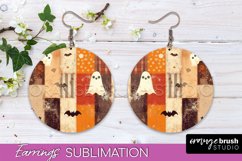 Patchwork Halloween Earrings Round Earrings Sublimation Product Image 1