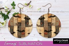 Patchwork Halloween Earrings Round Earrings Sublimation Product Image 1