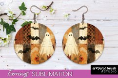 Patchwork Halloween Earrings Round Earrings Sublimation Product Image 1
