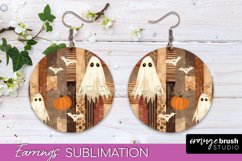 Patchwork Halloween Earrings Round Earrings Sublimation Product Image 1