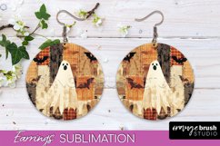 Patchwork Halloween Earrings Round Earrings Sublimation Product Image 1