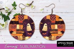Patchwork Halloween Earrings Round Earrings Sublimation Product Image 1
