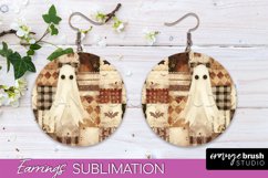 Patchwork Halloween Earrings Round Earrings Sublimation Product Image 1