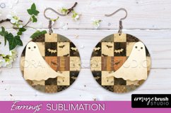 Patchwork Halloween Earrings Round Earrings Sublimation Product Image 1