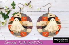Patchwork Halloween Earrings Round Earrings Sublimation Product Image 1