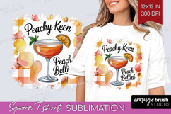 Peach Bellini Cocktail Square Tshirt Background Summer Drink Product Image 1