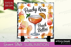 Peach Bellini Cocktail Slate PNG Summer Drink Square Slate Product Image 1