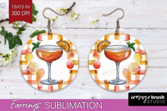 Peach Bellini Cocktail Round Earrings Summer Drink PNG Product Image 1