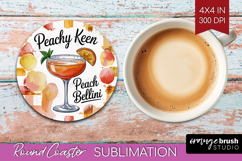 Peach Bellini Cocktail Round Coaster Summer Drink Coaster Product Image 1