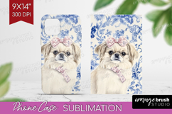 Pekingese Dog Phone Case PNG Blue Toile Case PNG Sublimation Product Image 1