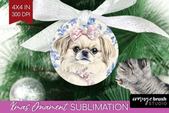 Pekingese Dog Ornament PNG Blue Toile PNG Sublimation Product Image 1