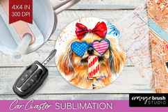 Pekingese Dog Car Coaster 4th Of July Coaster PNG Product Image 1
