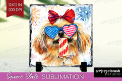 Pekingese Dog Slate PNG 4th Of July Square Slate Sublimation Product Image 1