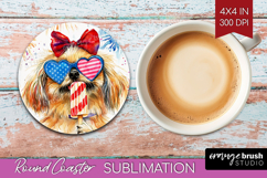 Pekingese Dog Round Coaster 4th Of July Coaster PNG Product Image 1