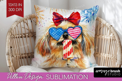 Pekingese Dog Pillow Sublimation 4th Of July Pillow Cover Product Image 1