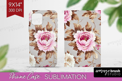 Peony Flowers Phone Case PNG - Floral Case PNG Sublimation Product Image 1