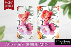 Peony Flowers Phone Case PNG - Floral Case PNG Sublimation Product Image 1