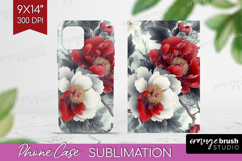 Peony Flowers Phone Case PNG - Floral Case PNG Sublimation Product Image 1