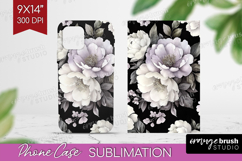 Peony Flowers Phone Case PNG - Floral Case PNG Sublimation Product Image 1