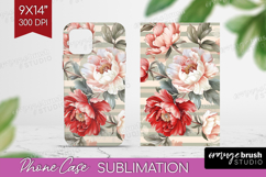 Peony Flowers Phone Case PNG - Floral Case PNG Sublimation Product Image 1