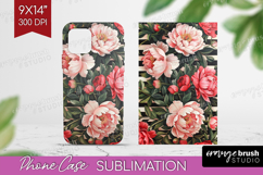 Peony Flowers Phone Case PNG - Floral Case PNG Sublimation Product Image 1