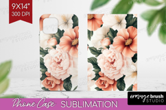 Peony Flowers Phone Case PNG - Floral Case PNG Sublimation Product Image 1