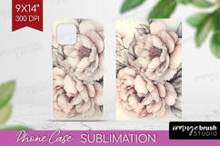Peony Flowers Phone Case PNG - Floral Case PNG Sublimation Product Image 1
