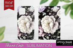 Peony Flowers Phone Case PNG - Floral Case PNG Sublimation Product Image 1