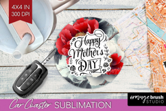 Mothers Day Quote Car Coaster - Floral Coaster PNG Product Image 1