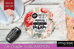 Mothers Day Quote Car Coaster - Floral Coaster PNG Product Image 1