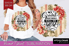 Mothers Day Quote Round Tshirt Background - Floral PNG Product Image 1