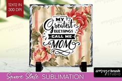 Mothers Day Quote Slate PNG - Floral Square Slate Product Image 1
