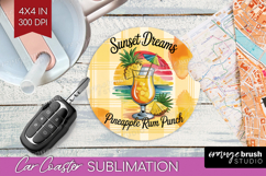 Pineapple Rum Punch Cocktail Car Coaster Summer Drink PNG Product Image 1