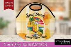 Pineapple Rum Punch Cocktail Lunch Bag Summer Drink Lunch Product Image 1