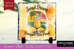 Pineapple Rum Punch Cocktail Slate PNG Summer Drink Square Product Image 1