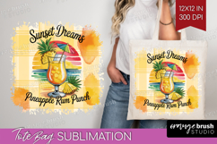 Pineapple Rum Punch Cocktail Tote Bag Summer Drink Tote Bag Product Image 1