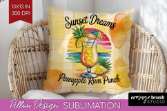 Pineapple Rum Punch Cocktail Pillow Sublimation Summer Drink Product Image 1